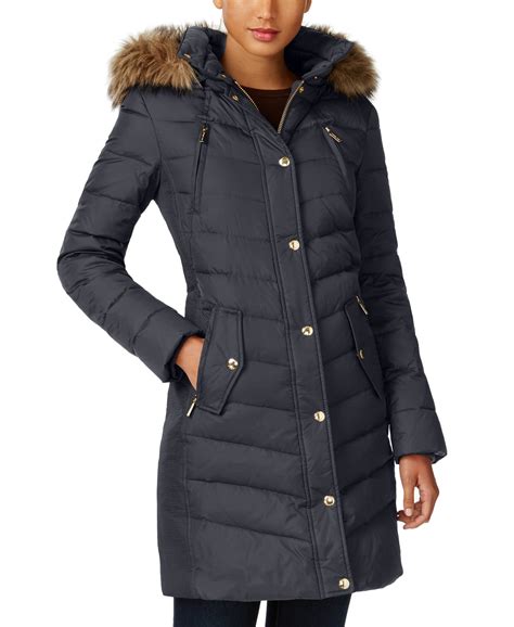 michael kors 3/4 length coat|michael kors long puffer jacket.